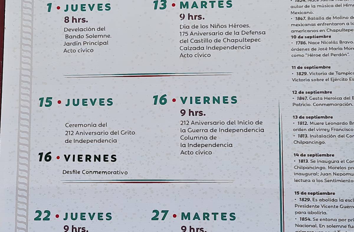 eventos septiembre 22