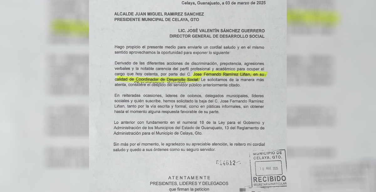 Remocion funcionario Celaya
