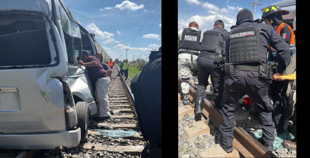 4 lesionados tras impacto del tren a camión de pasajeros vb