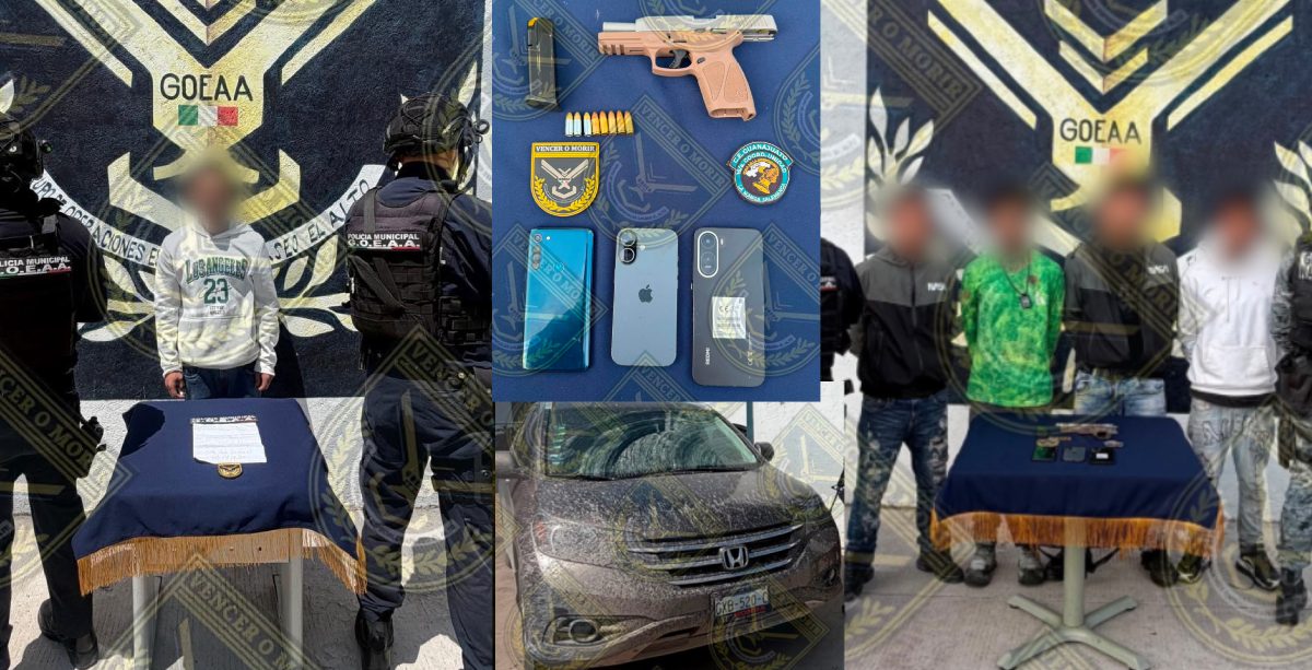Detienen a un presunto extorsionador y a 4 en camioneta robada detenidos apaseo el alto